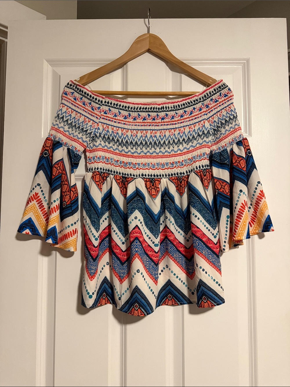 Flying Tomato Multicolor Off-Shoulder Print Blouse